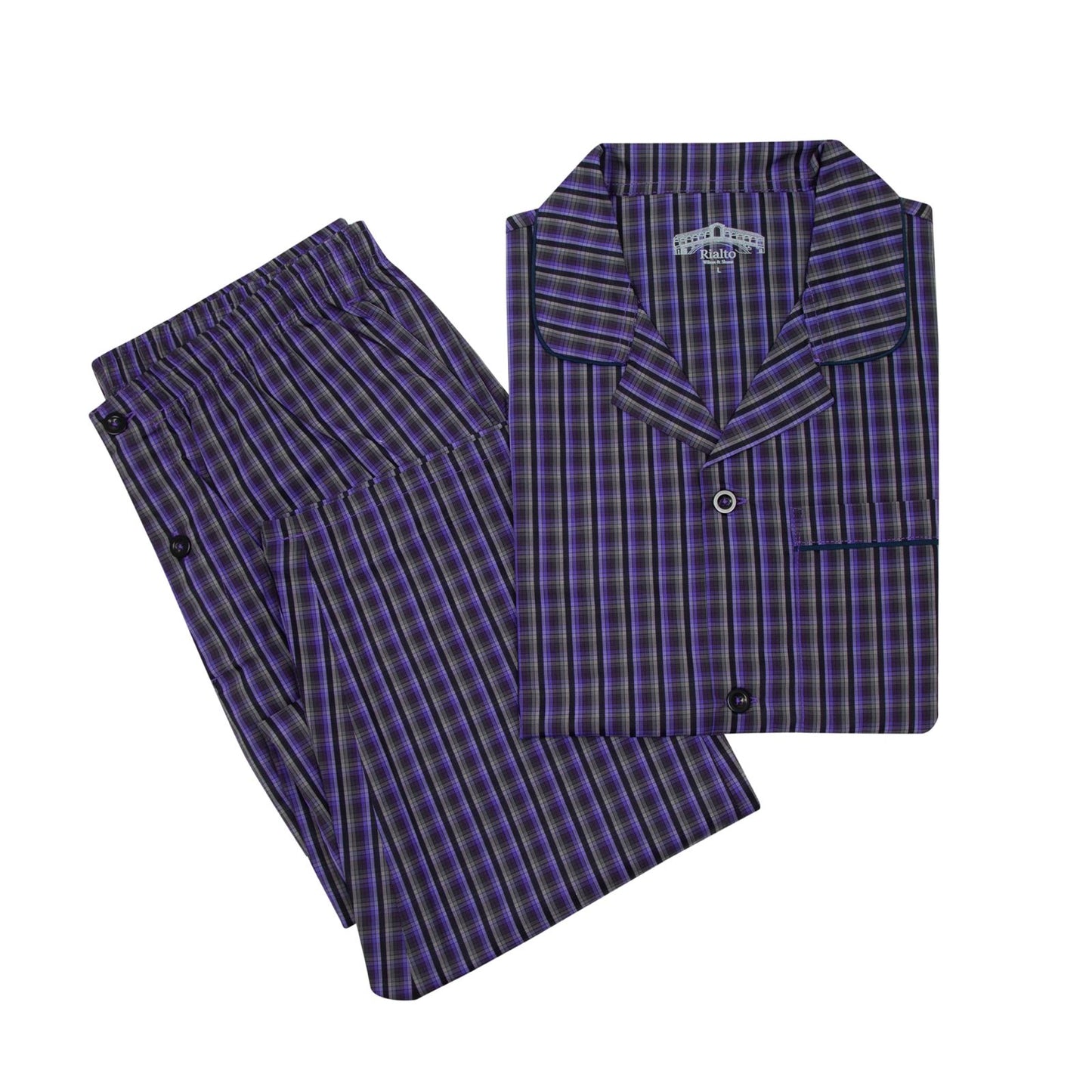 Men's Purple Check Pyjama Set