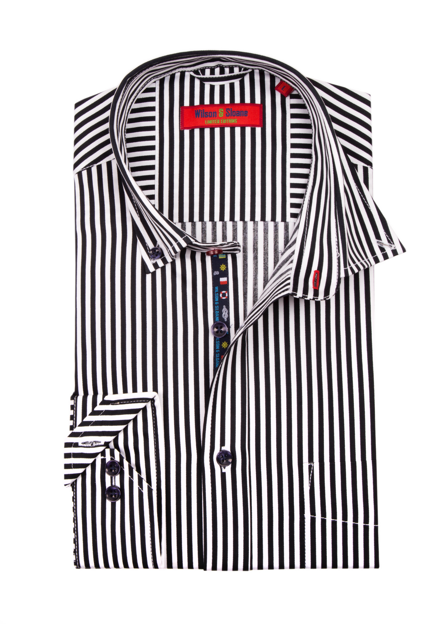 Mens Black and White Striped Shirt